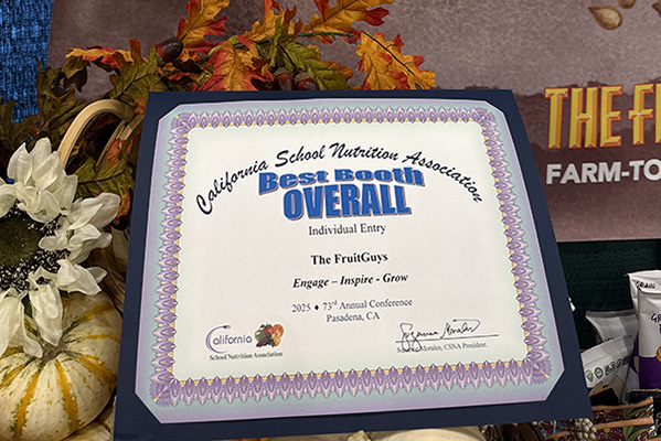 The FruitGuys' Best Overall Booth award certificate