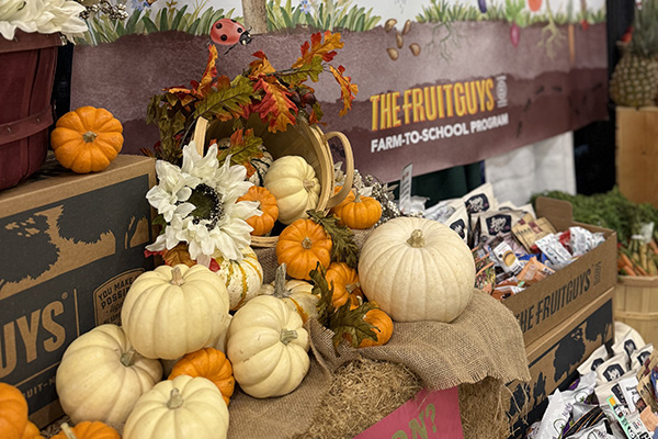 Close-up of pumpkins in The FruitGuys' CSNA booth