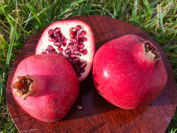 Pomegranates whole and sliced